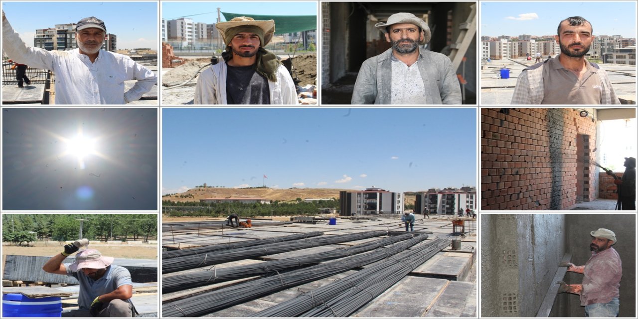 İnşaat çalışanlarının 45 derecede zorlu ekmek mücadelesi