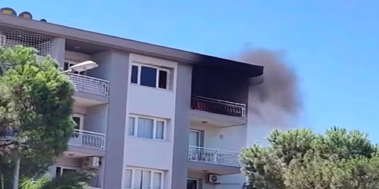 Menderes'te emniyet lojmanlarında yangın