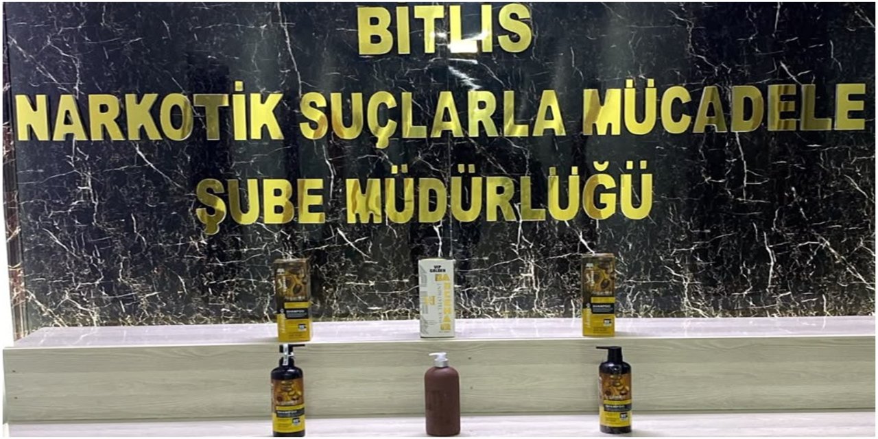 Şampuan şişelerine gizlenmiş 3 kilogram sıvı uyuşturucu ele geçirildi