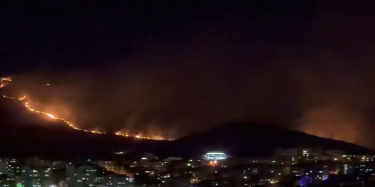 Ankara'nın Mamak ilçesinde ağaçlık alanda yangın