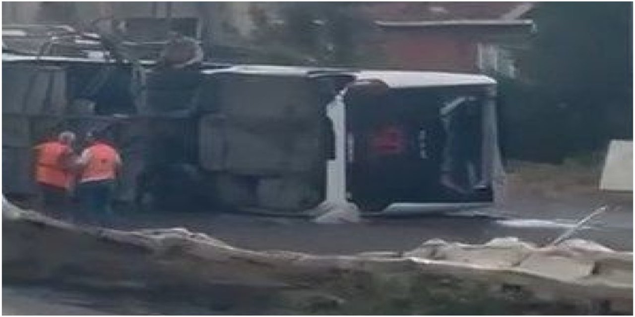Servis otobüsü devrildi: 18 yaralı