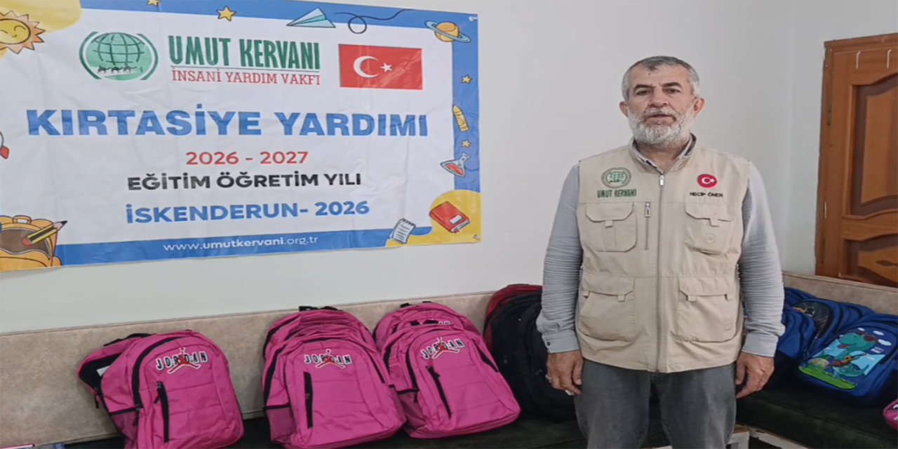 Umut Kervanı'ndan İskenderun’da ihtiyaç sahibi öğrencilere kırtasiye yardımı