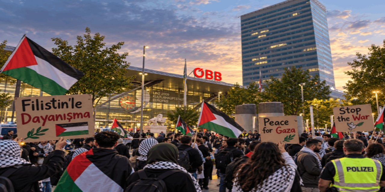 Linz’de UEFA maçı öncesi siyonist rejim protestosu