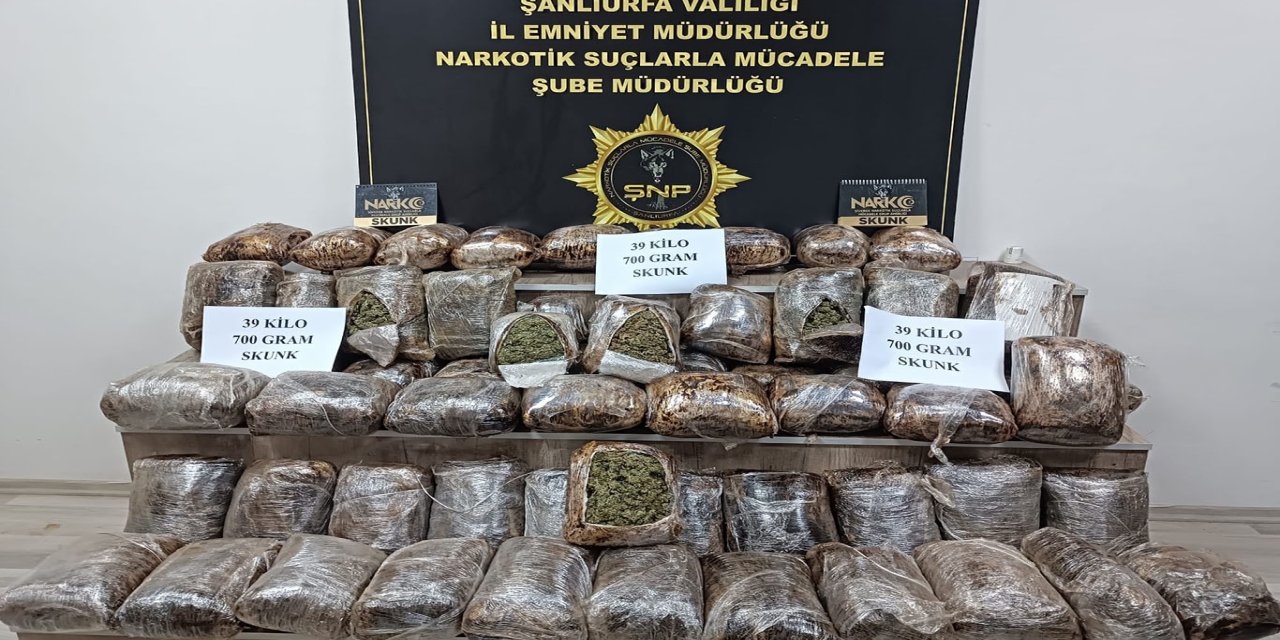 Şanlıurfa'da yolcu otobüsünde 39 kilo gram uyuşturucu ele geçirildi