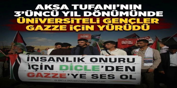 Aksa Tufanı'nın 3'üncü yıl dönümünde üniversiteli gençler Gazze için yürüdü