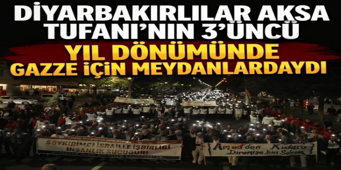 Diyarbakırlılar Aksa Tufanı'nın 3'üncü yıldönümünde Gazze için meydanlardaydı