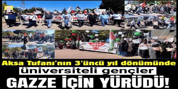Sakarya'da Aksa Tufanı'nın 3. yıl dönümünde üniversiteli gençler Gazze için yürüdü