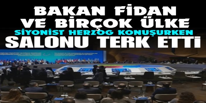 Bakan Fidan ve birçok ülkeden temsilci, siyonist Herzog konuşurken salonu terk etti