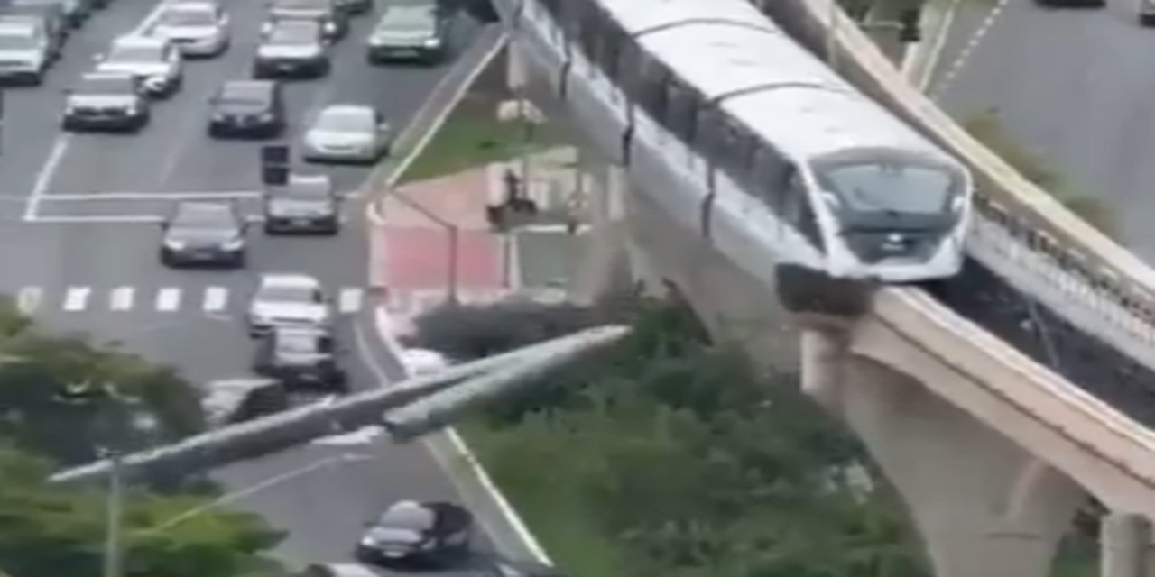 Brezilya'da rayların üzerine devrilen vince yolcu treni çarptı