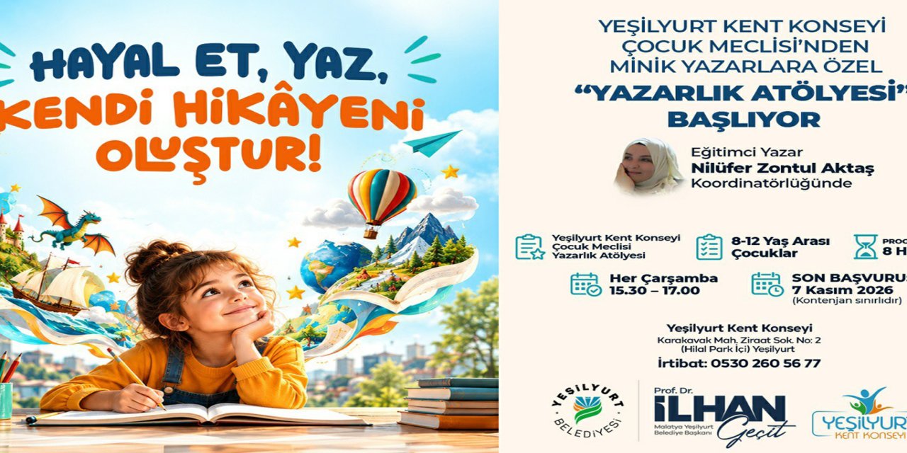 Yeşilyurt'ta çocuklara yönelik yazarlık atölyesi düzenlenecek