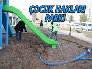 Çocuk Hakları Parkında bakım onarım çalışmaları