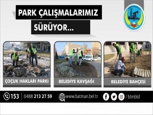 Batman'da park ve orta refüj çalışmaları