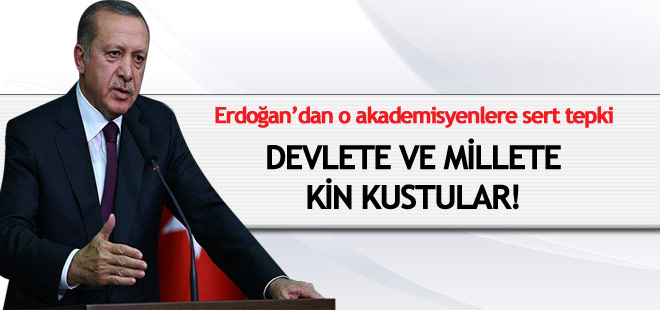 Erdoğan: "Akademisyenler devletine ve milletine kin kustu"