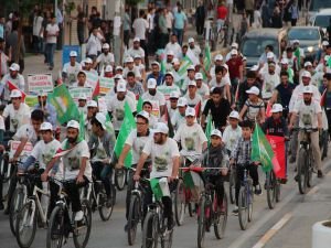 Van’da Kudüs için pedal çevrildi