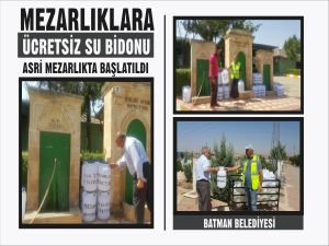 Mezarlıklara ücretsiz su bidonu Asri Mezarlıkta başlatıldı