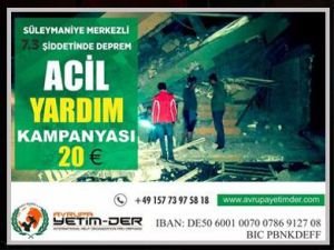 Avrupa Yetim-Der depremzedeler için harekete geçti