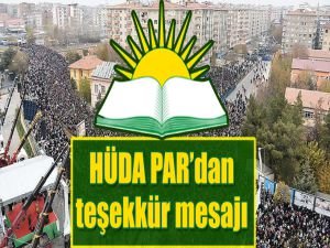 HÜDA PAR'dan teşekkür mesajı