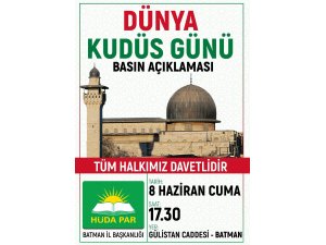 HÜDA PAR’dan Kudüs için kitlesel basın açıklamasına davet