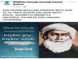 Denizli AGD’den Şeyh Said paylaşımı