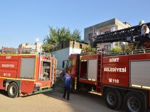 Tüplerin bulunduğu odunlukta çıkan yangın paniğe yol açtı