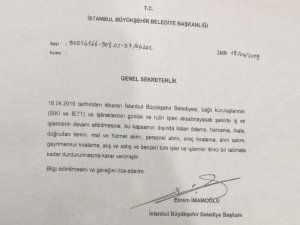 İmamoğlu'ndan bir genelge daha