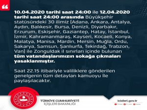 31 şehirde hafta sonu sokağa çıkma yasağı getirildi