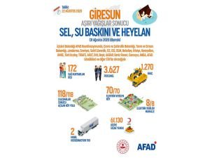 AFAD: Giresun'da 3627 personel ve 1270 araçla çalışmalar devam ediyor