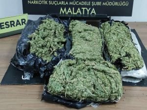 Malatya’da 3 kilogram kubar esrar ele geçirildi