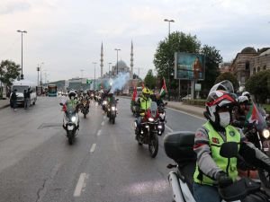 Motorcular bu kez motorlarını 'Filistin Zaferi' için sürdü