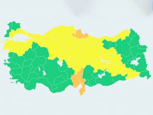 4 il için turuncu 44 il için ise sarı kodlu uyarı