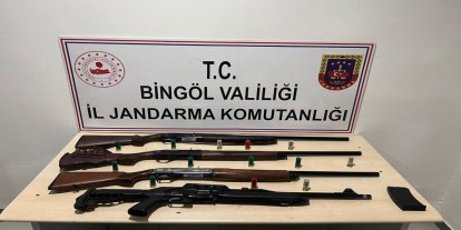 Bingöl'de bir araçta yapılan aramada  4 av tüfeği ve 13 fişek ele geçirildi