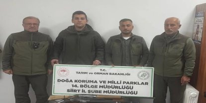 Siirt’te suçüstü yakalanan kaçak avcıların silahlarına el konuldu