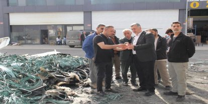 HÜDA PAR İl Başkanı Gülsever’den Sanayi Sitesinde işyeri yanan esnafa ziyaret