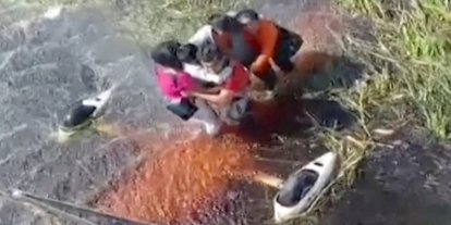 Bataklığa düşen uçağın yolcuları kurtarılmayı bekledi