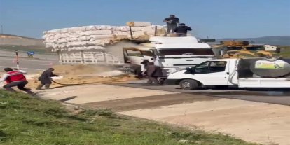 Bingöl'de saman yüklü kamyonda yangın