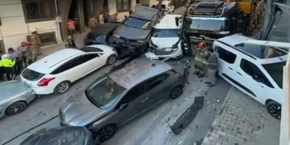 İstanbul'da kayan vinç 23 araca çarptı