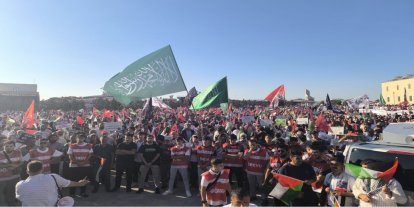 Ankara'da Gazze yürüyüşü için on binler hazır