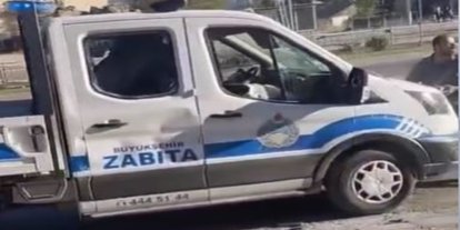 Malatya'da zabıta aracına taşlı saldırı