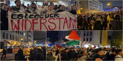 Frankfurt'ta binlerce kişi Filistin'e destek için toplandı