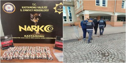 Kastamonu’da bin 56 adet sentetik ecza hapı ele geçirildi