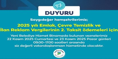 Yeşilyurt Belediyesi'nden hafta sonu vezne hizmeti