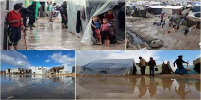 Şiddetli yağış sonrası Gazze Şeridi'nde çadırlar su altında kaldı