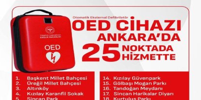 Ankara’da ani kalp durmalarına karşı 25 noktaya yerli şok cihazı yerleştirildi