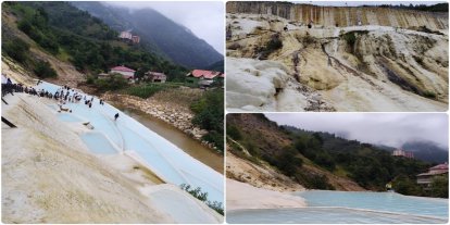 Giresun’daki Göksu Travertenleri ilgi görmeye devam ediyor
