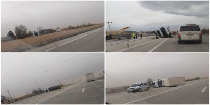 Konya’da şiddetli rüzgâr nedeniyle çok sayıda tır devrildi