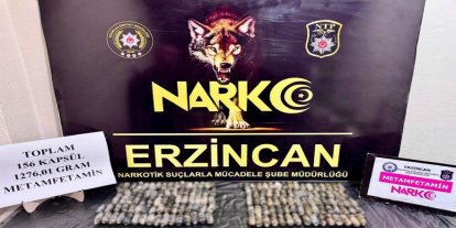 Erzincan’da durdurulan otobüste 1 kilogram metamfetamin ele geçirildi