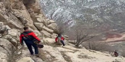 Keçilerini kurtarmak isterken kayalıklarda mahsur kaldı