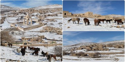Beyaza bürünen tarihi Mağara Köyü fotoğrafçıların uğrak noktası oldu