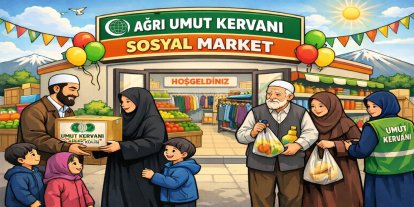 Umut Kervanından Ağrı’ya sosyal market, Suriye’ye yardım köprüsü