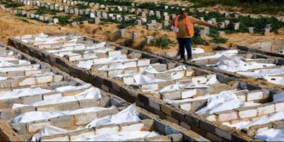 Gazze'de kimliği belirsiz şehitler defnedildi